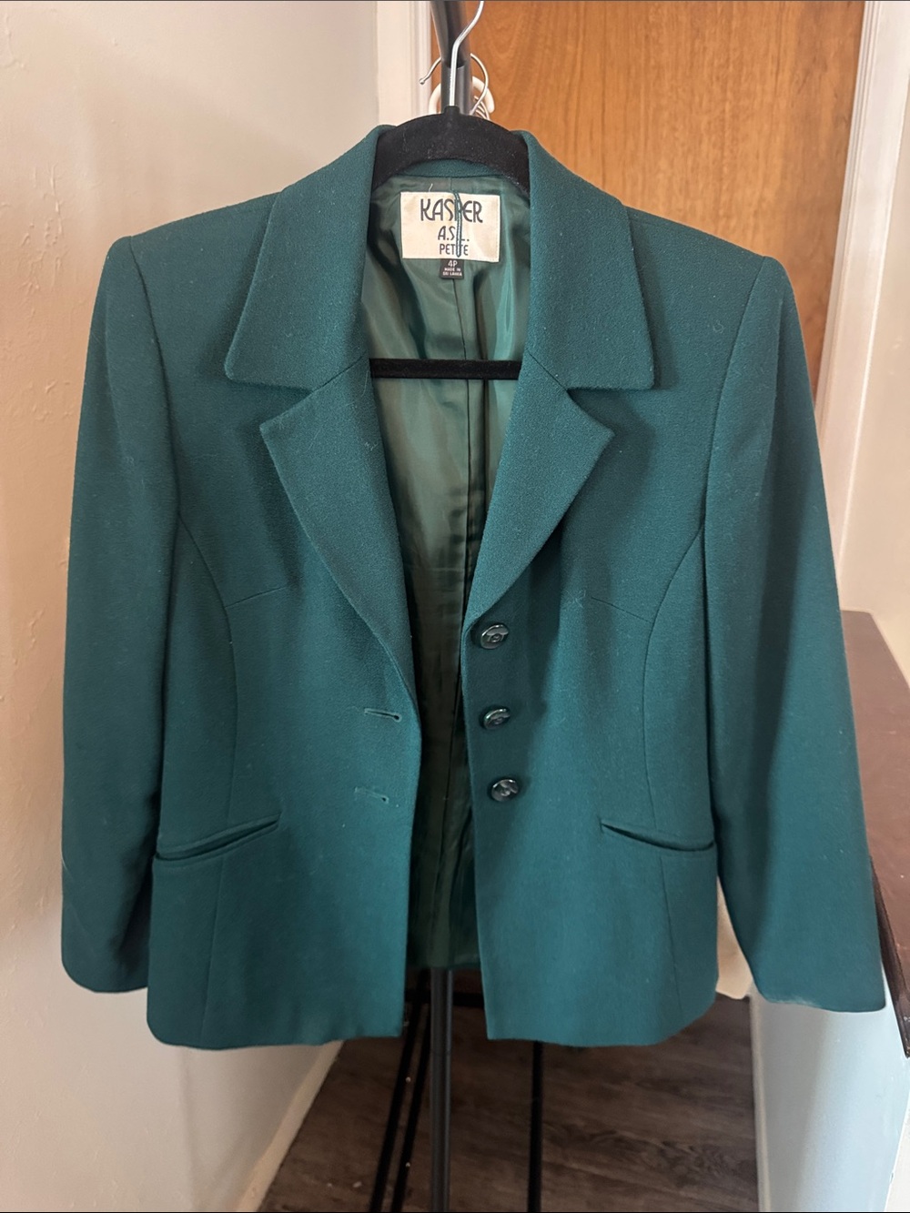 Kasper Petite Dark Teal Green Blazer Jacket
